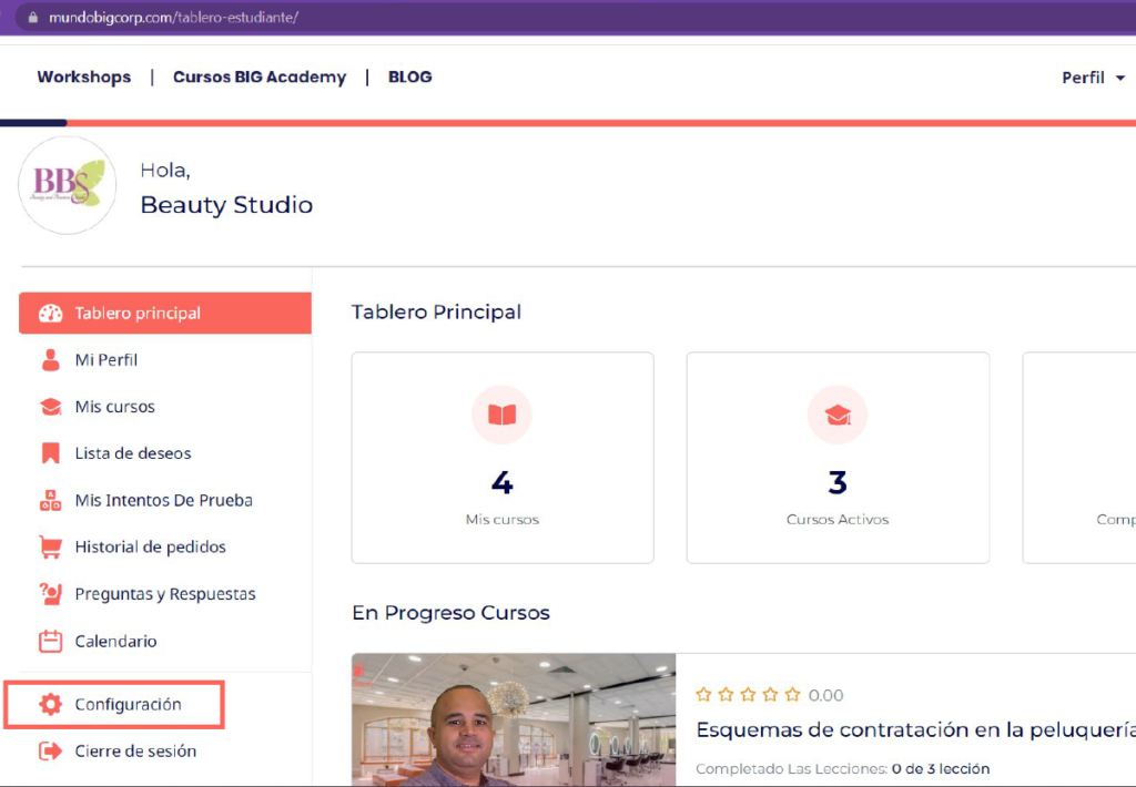 Como ingresar a un curso activo
